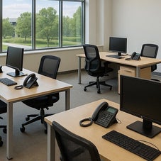 Picture of a Clean Office buildings with rows of desks