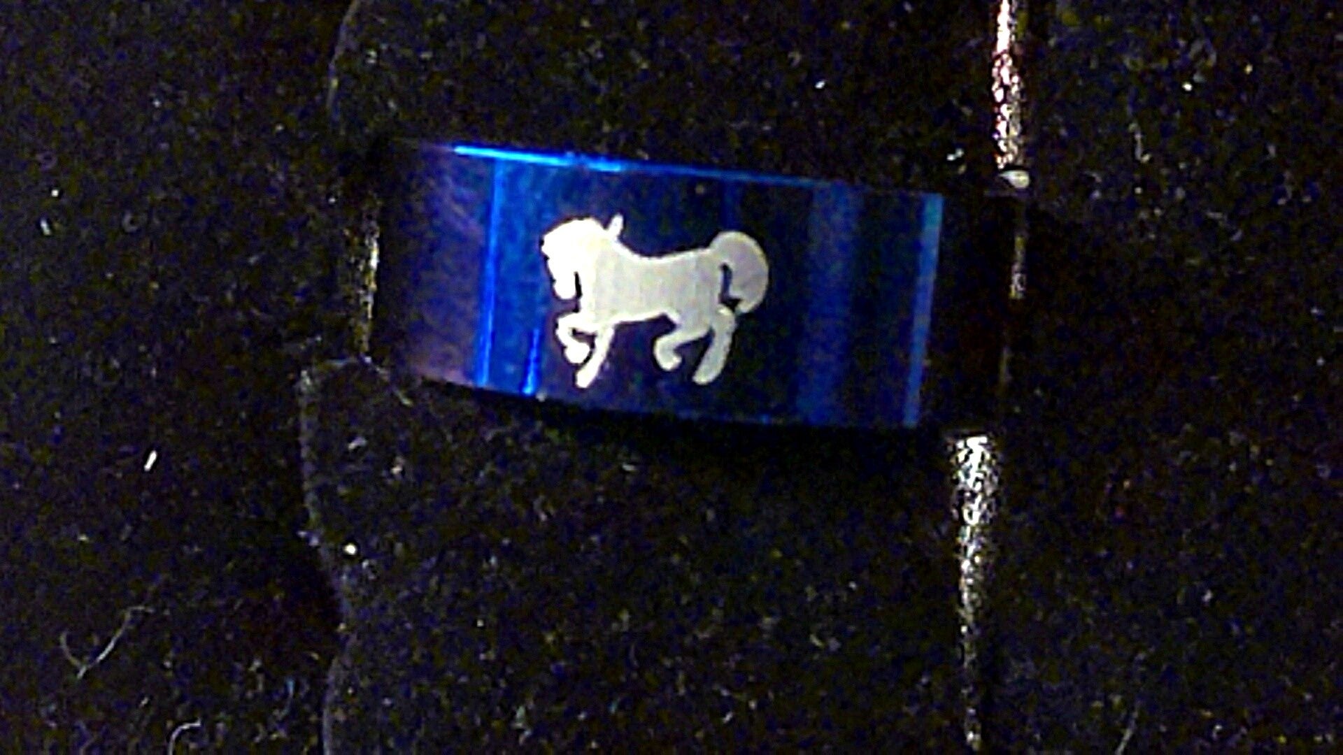 Ring Blau Motiv Pferd