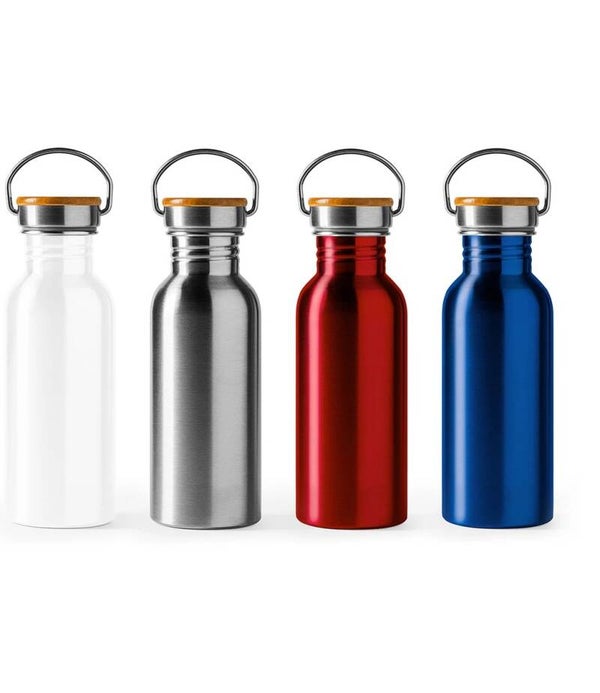 Belaserung – Edelstahl Flasche Boina mit Bambusdeckel