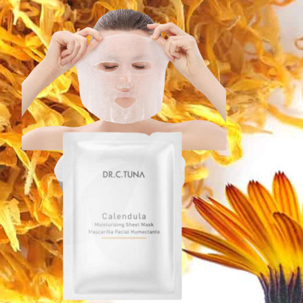 Calendula sheetmask - alle leeftijden / droge en gevoelige huid (eczeem, psoriasis, enz.)