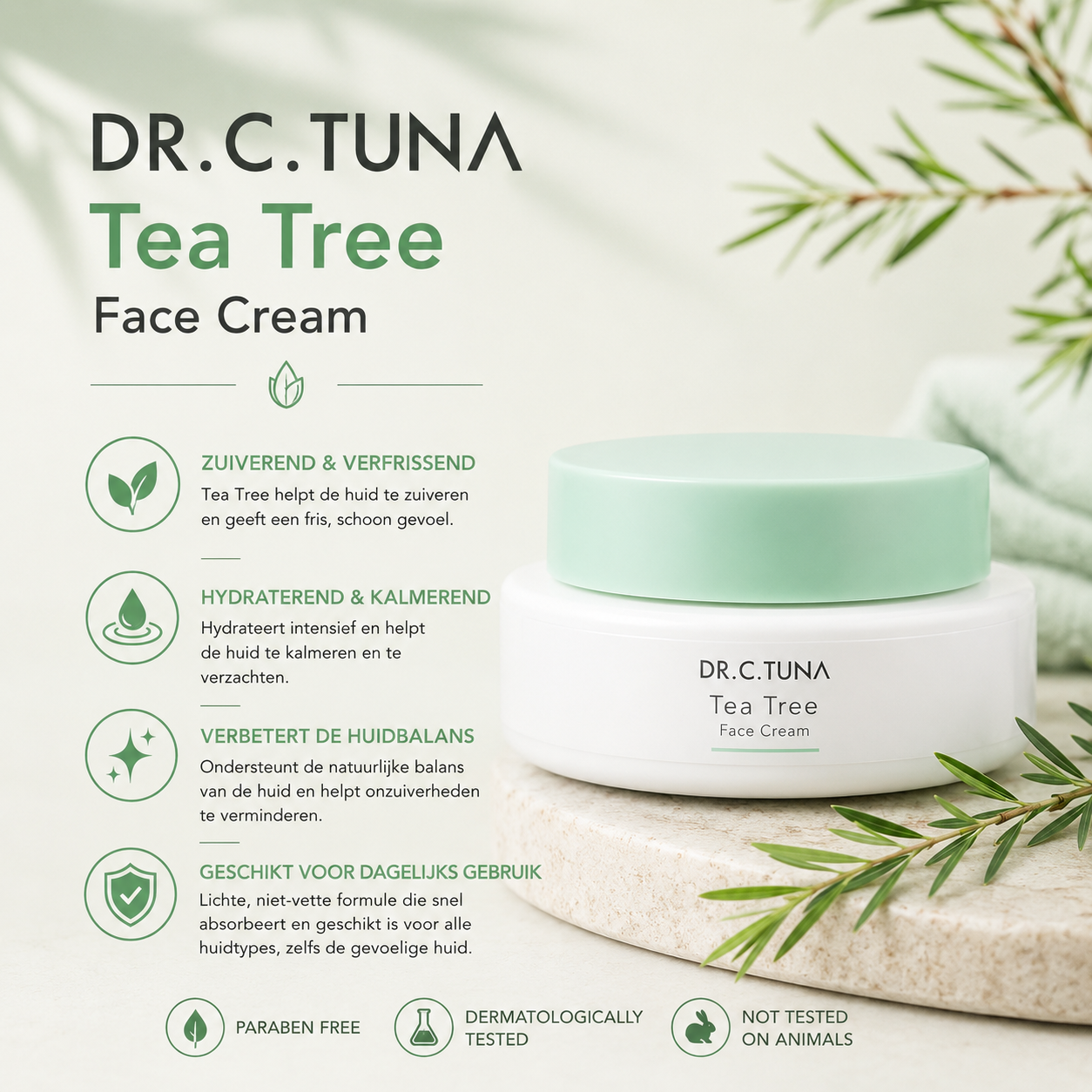 Tea Tree Balancerende Gezichtscrème – Hydratatie & controle in één