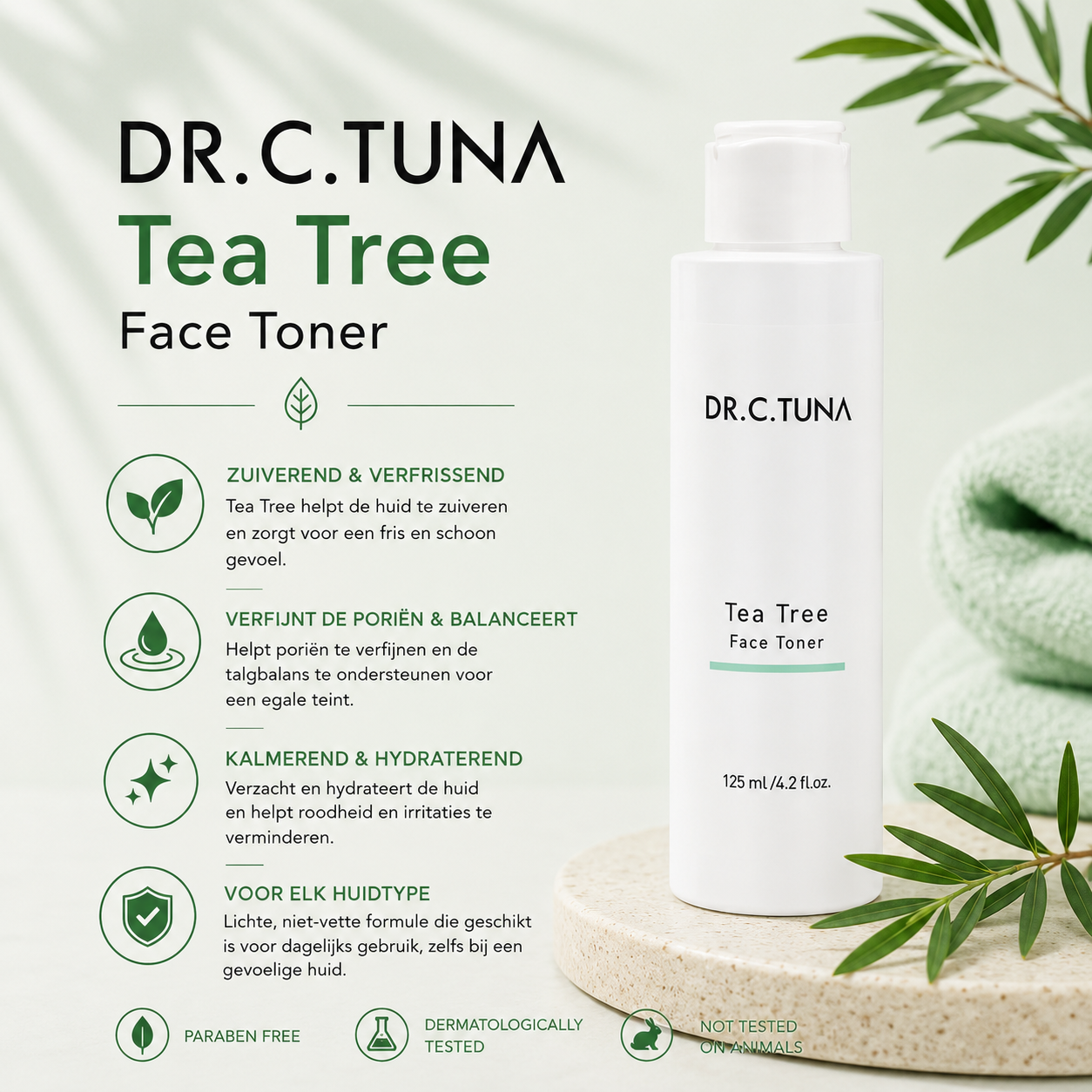 Zuiverende Tea Tree Tonic – Verfijn poriën & matteer je huid