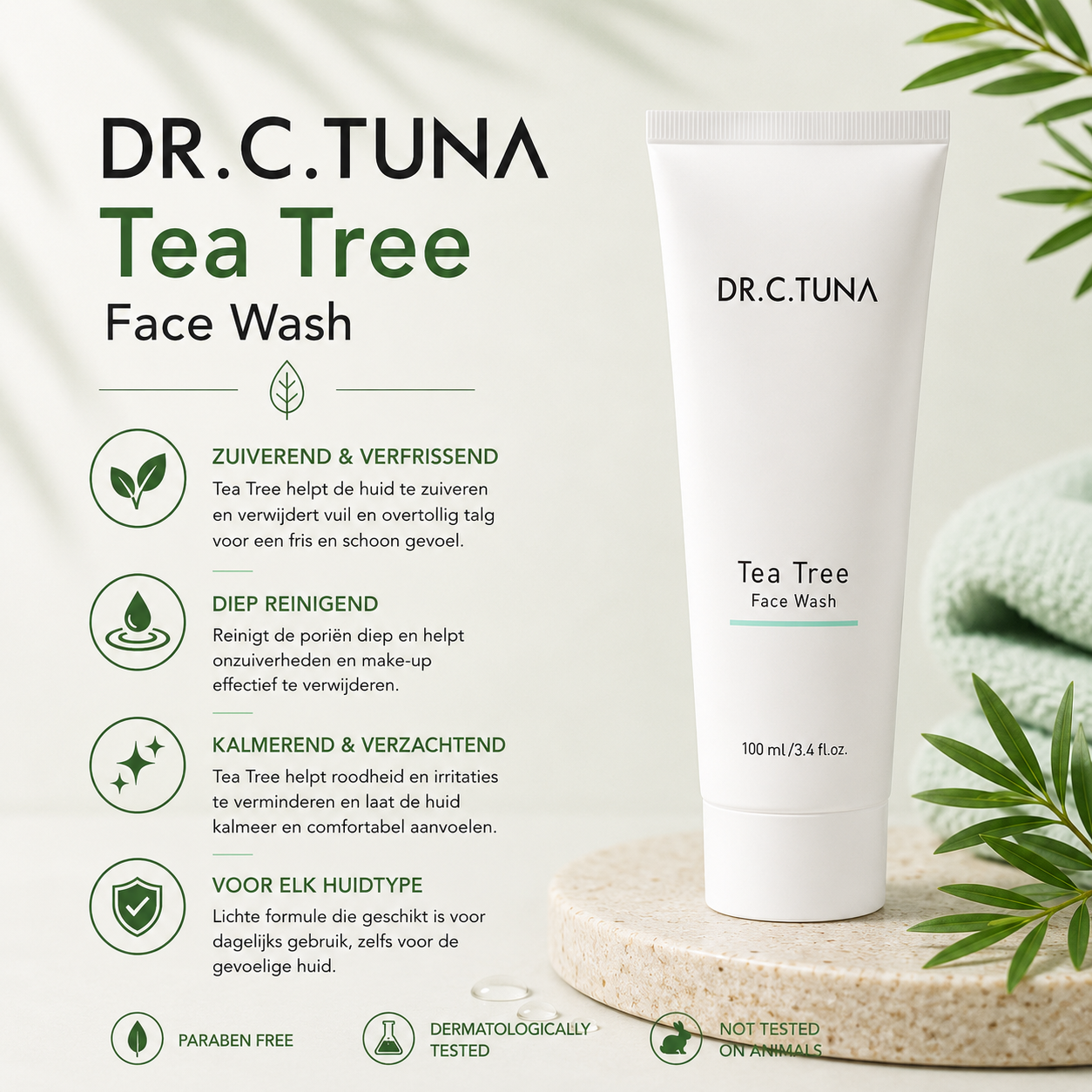Diepzuiverende Tea Tree Gezichtsgel – Voor een frisse, matte huid