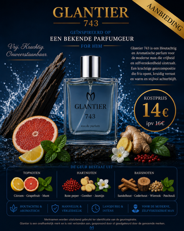 Parfum 743 for him geïnspireerd op Bleu de Chanel van Chanel