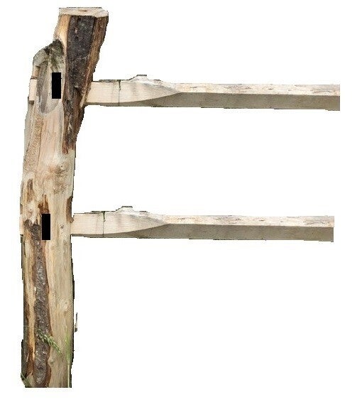 Hoek post kastanje voor 2 rails