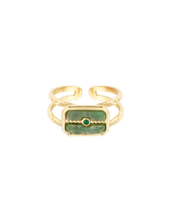 Stainless steel ring one size (steen green)
