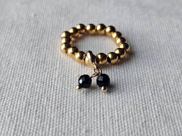 Beads by DEB Elastische Stainless Steel Ring – Stripe Agaat