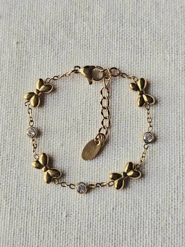 Beads by DEB Stainless Steel Kinderarmband – Strikje met Zirkonia Steentjes