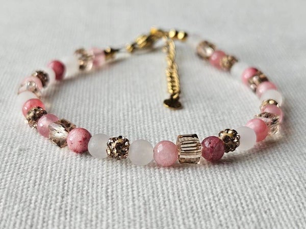 Beads by DEB Handgemaakte Armband Stainless Steel – Red Jade 4mm