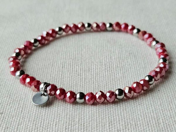 Beads by DEB elastische armband 16cm facetkralen zilver