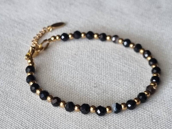 beads by DEB handgemaakte armband stainless steel, edelstenen-stripe agaat