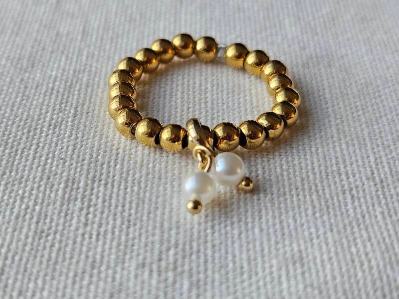 JewelryWe Elastische ringen voor dames, 6 mm breed, roestvrij staal, eenvoudig gestreept, dikke stapelbare rekbare ringen, goud/zilver, Roestvrij staal