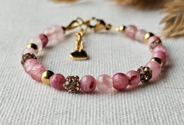 Beads by DEB Kinderarmband edelstenen Red Jade – Handgemaakt