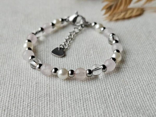 Beads by DEB Kinderarmband edelstenen Rozenkwarts – Handgemaakt