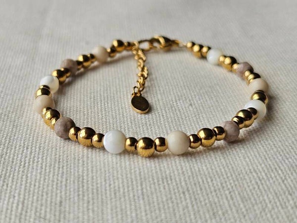 Beads by DEB Handgemaakte Armband Ivoor – Verguld Stainless Steel