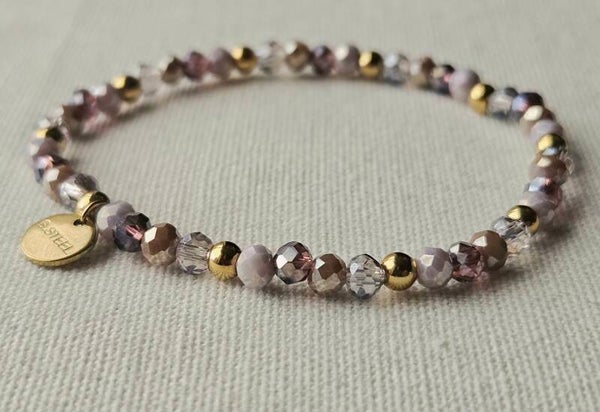 Beads by DEB handgemaakte elastische armband stainless steel facetkralen