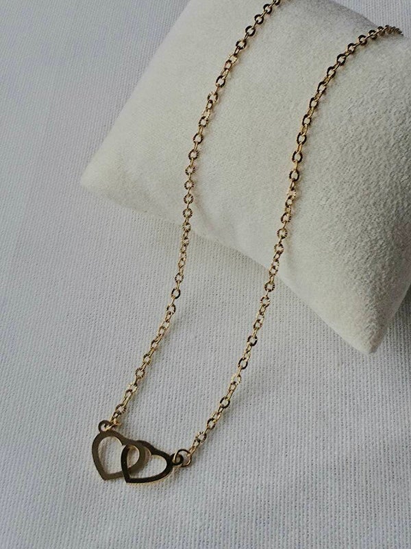 Beads by DEB handgemaakte ketting stainless steel-verbonden hartjes