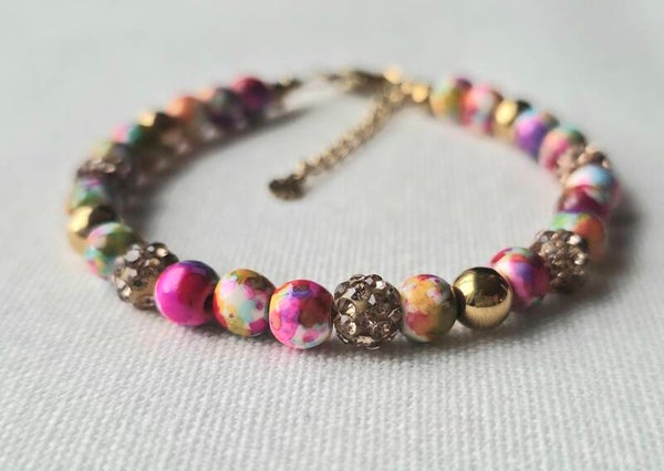 Beads by DEB handgemaakte armband met Grieks keramiek & shamballa – stainless steel