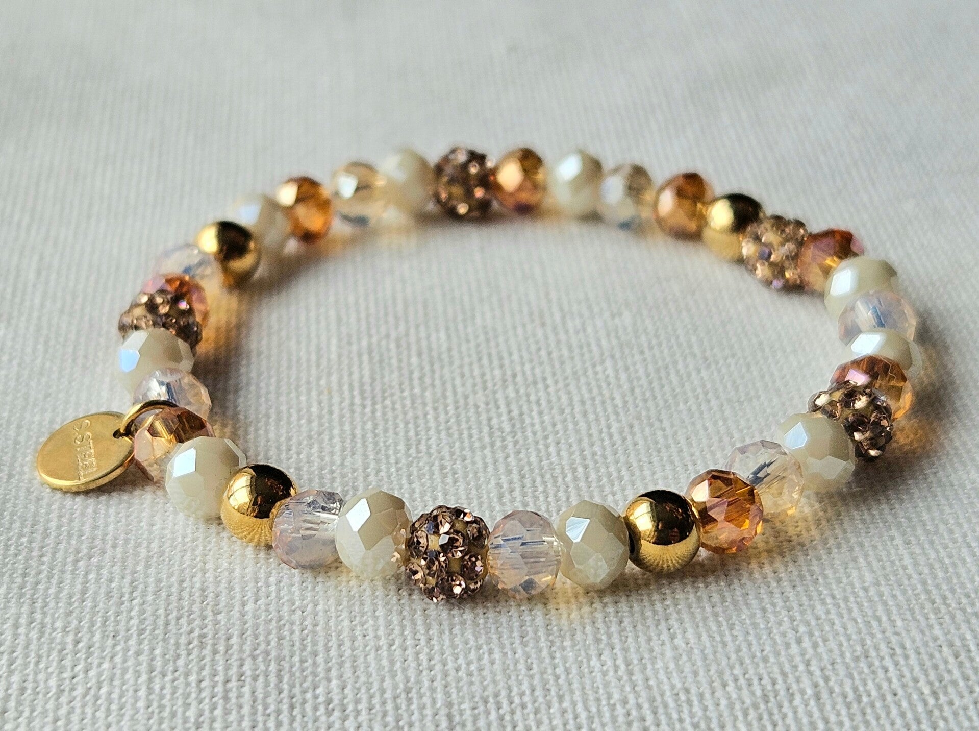 Beads by DEB handgemaakte elastische armband facet glaskralen