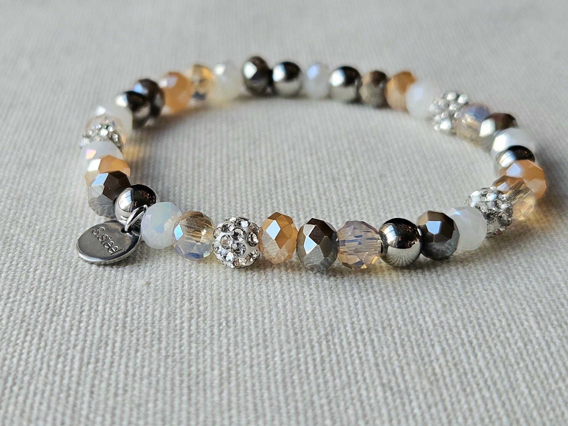 Beads by DEB handgemaakte elastische armband (15-16-17cm)- stainless steel