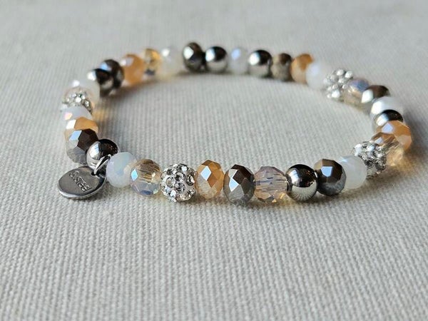Beads by DEB handgemaakte elastische armband (15-16-17cm)- stainless steel