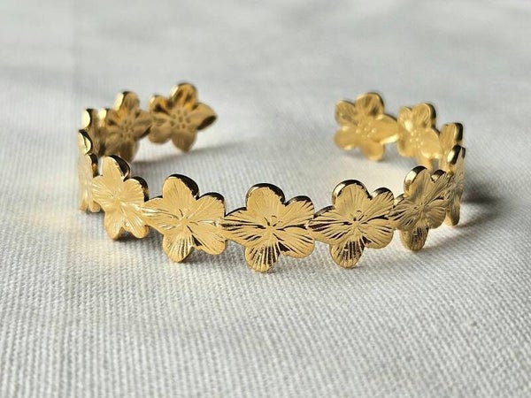 Bangle armband stainless steel bloem-schelp