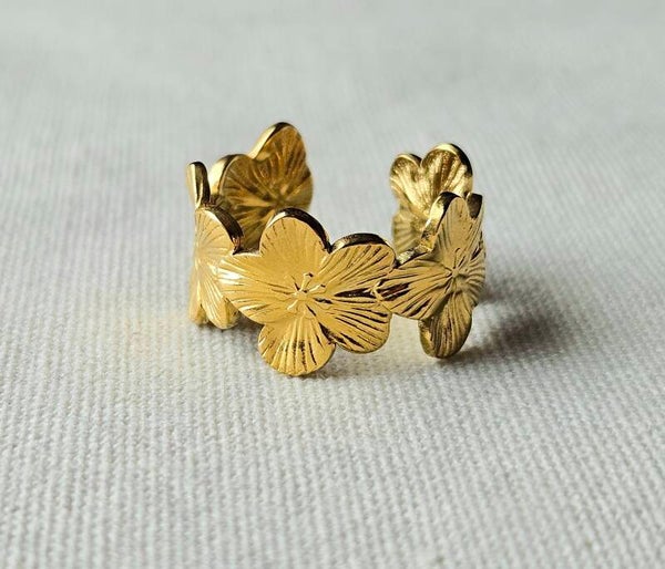 Beads by DEB verstelbare stainless steel ring (grote bloem)