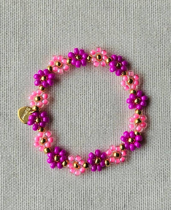Beads by DEB handgemaakte elastische kinderarmband bloem