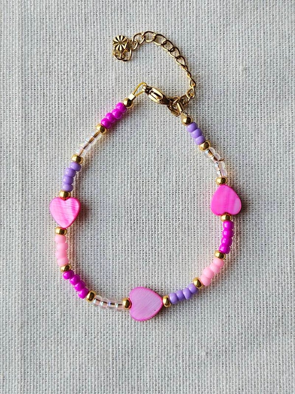 Kinder enkelbandje hartje roze(15cm)