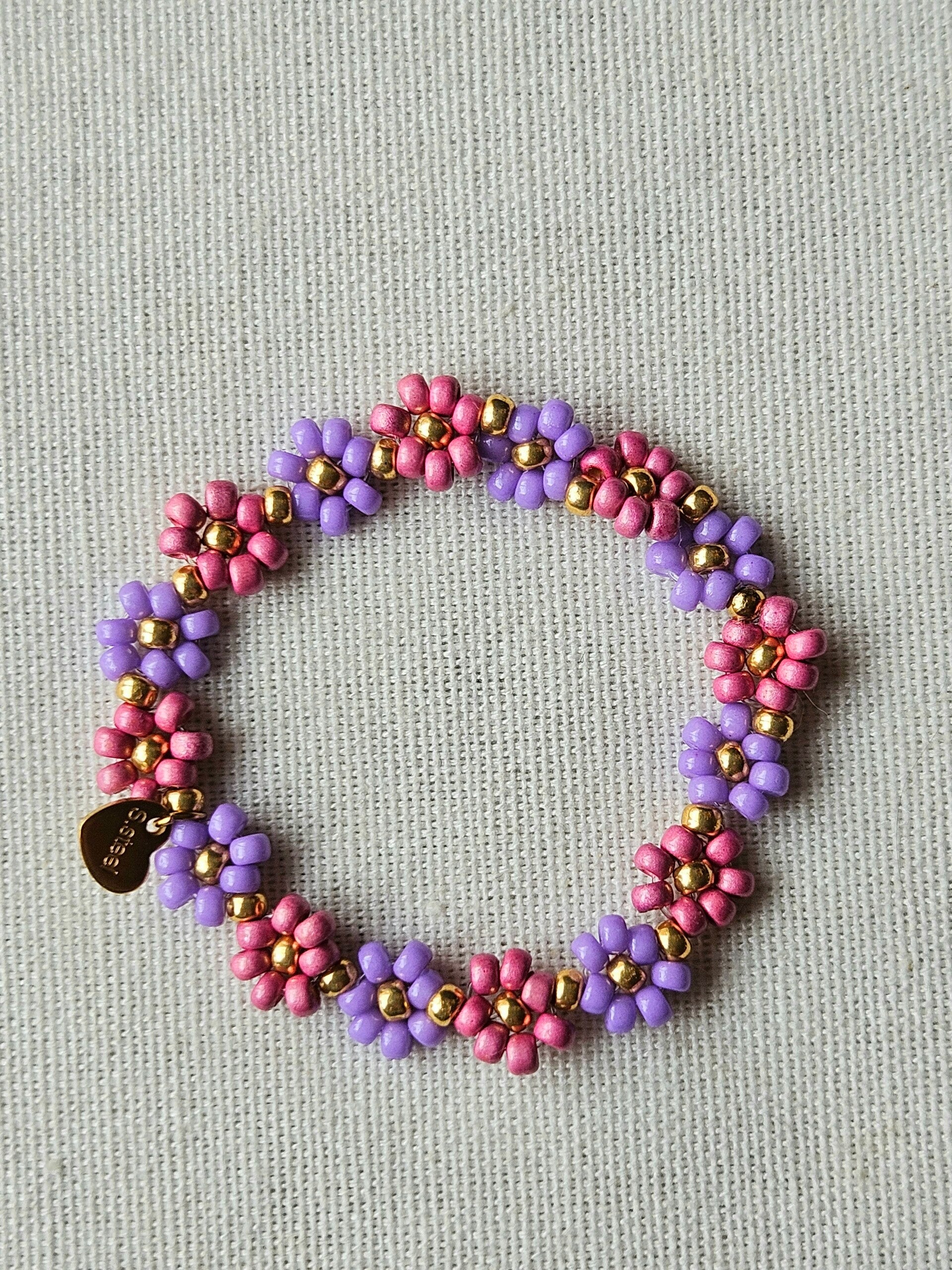 Beads by DEB handgemaakte elastische kinderarmband bloem