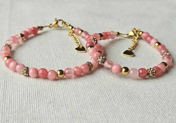 Beads by DEB Moeder & Dochter handgemaakte armbanden –  met red Jade edelstenen