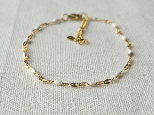Beads by DEB handgemaakte Kinderenkelbandje stainless steel wit