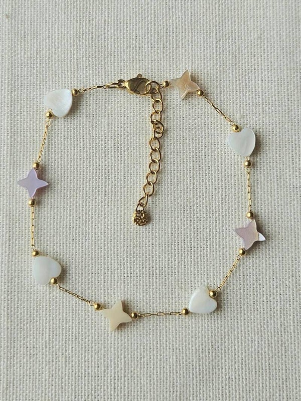 Beads by DEB handgemaakte Kinderenkelbandje shellbeads Stainless steel