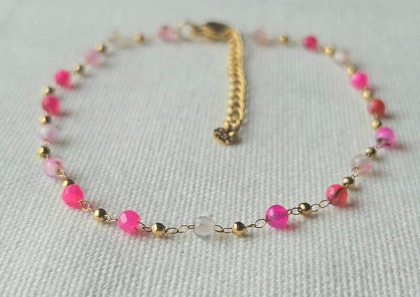 Beads by DEB handgemaakte enkelbandje stainless steel-edelstenen