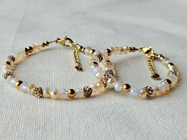 Beads by DEB handgemaakte moeder en dochter armbanden Stainless steel-glaskralen