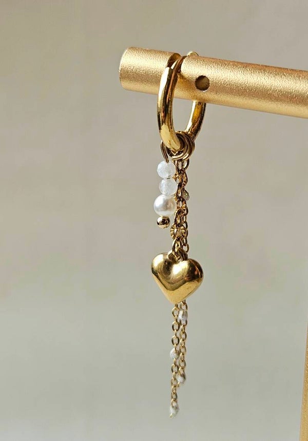 Beads by DEB handgemaakte oorbellen stainless steel hartje hanger