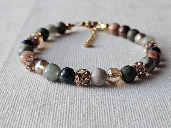 Beads by DEB – Handgemaakte jade armband met glaskralen