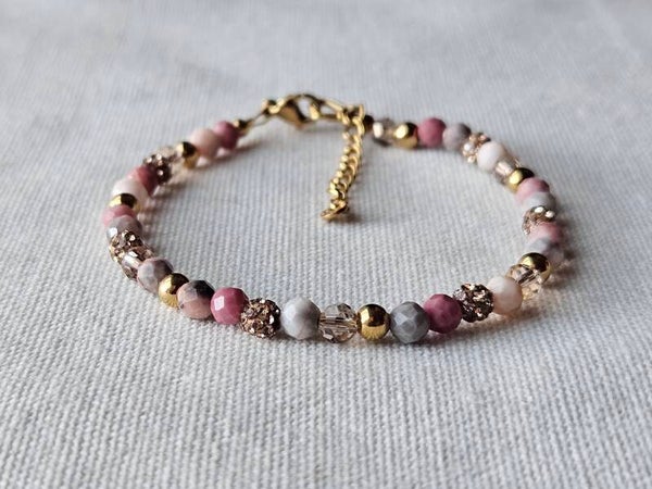 Beads by DEB handgemaakte armband stainless steel-edelstenen zebra jaspis
