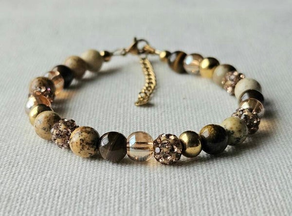 Beads by DEB handgemaakte armband -picture jasper