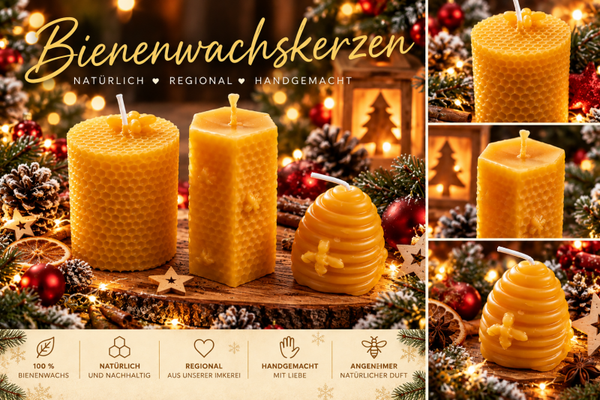 Weihnachtszauber – Bienenwachskerzen im 3er-Geschenkset