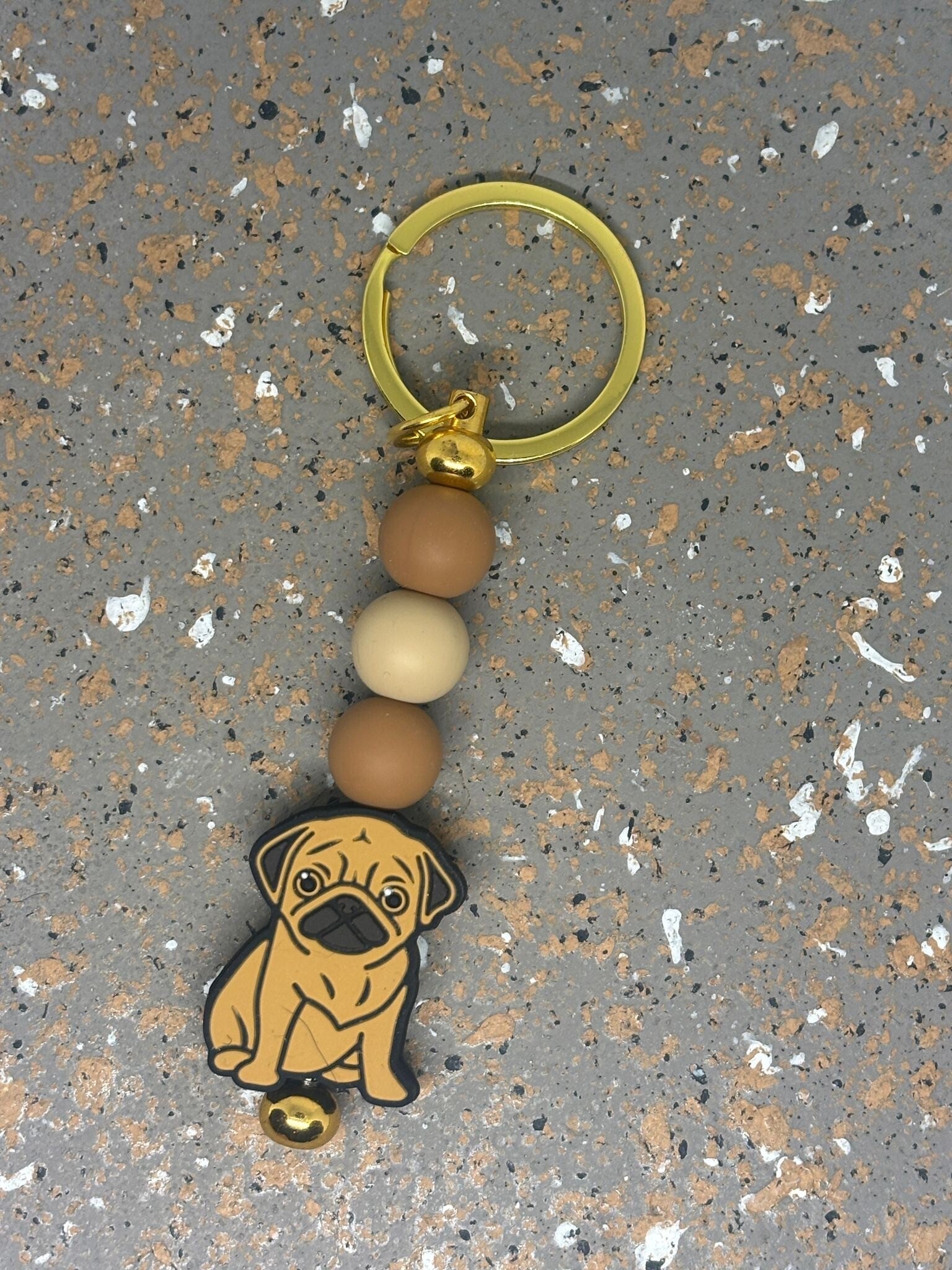 Keychain Pug Brown & Beige