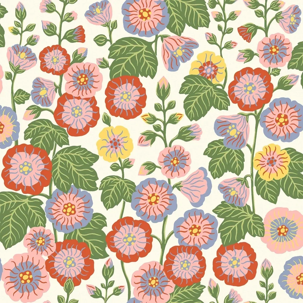 Borastapeter Flowers Happy Hollyhocks 9171
