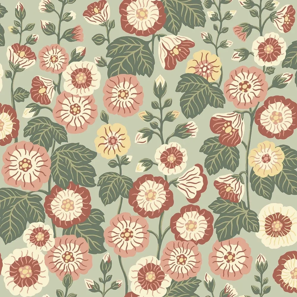 Borastapeter Flowers Happy Hollyhocks 9172