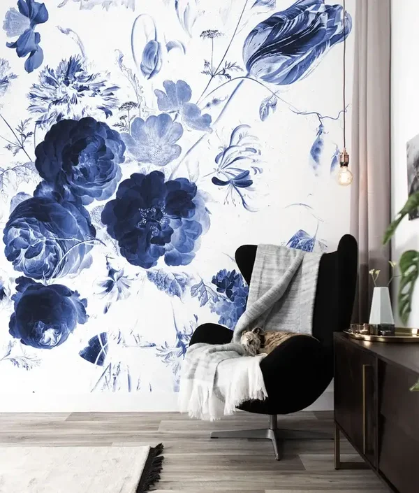 KEK Premium Wallpaper Royal Blue Flowers