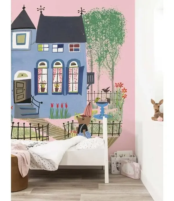 KEK Fiep Westendorp Behangpaneel Bear with Blue House WS-043