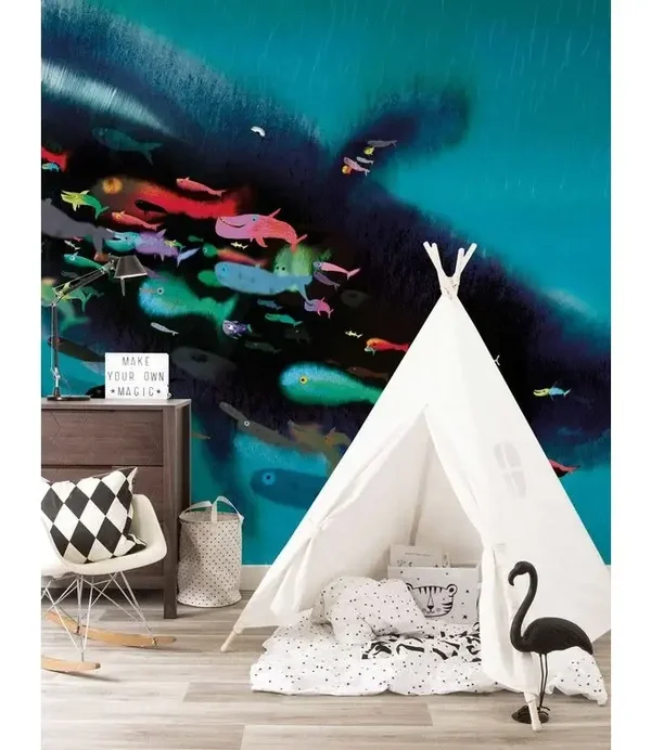 KEK Kids Behangpaneel Swimming with Whale WS-097