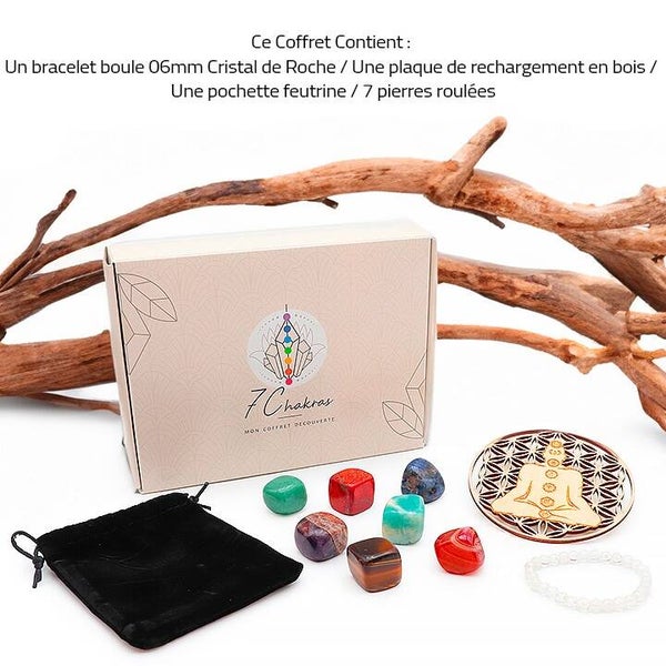 Coffret de minéraux " découverte 7 chakras "