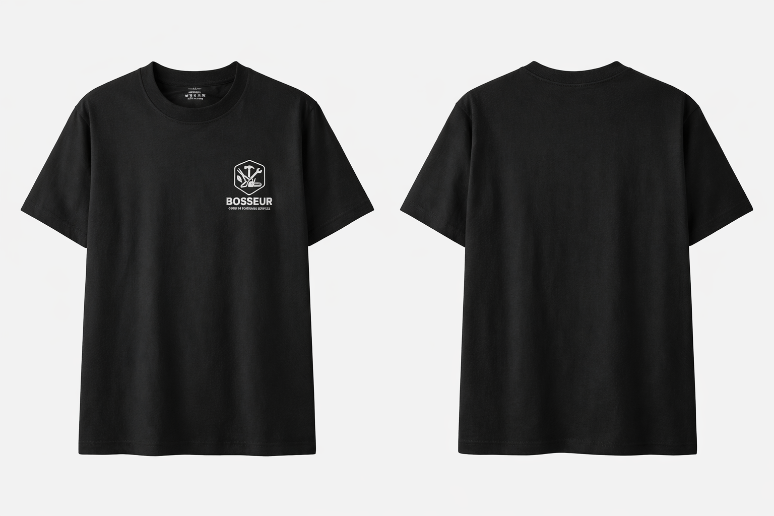 T-shirt Bosseur noir – Logo poitrine – 100% coton