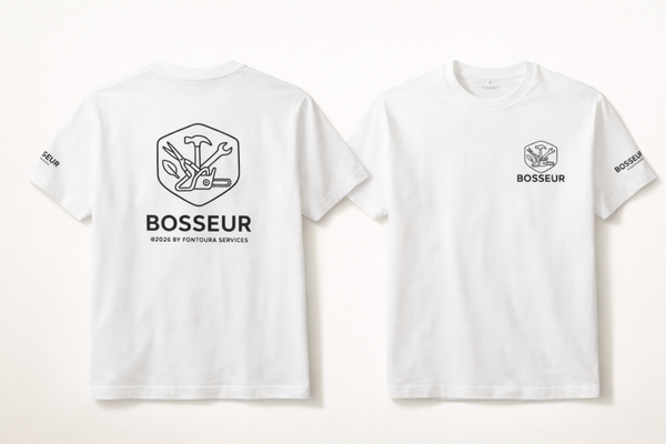 T-shirt BOSSEUR – Blanc Essentiel (recto & verso)