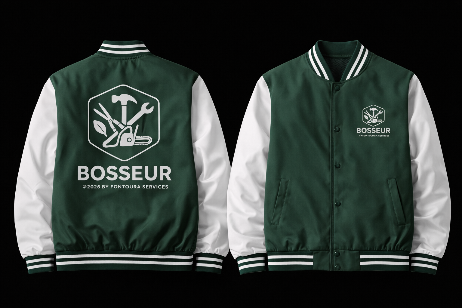 Veste universitaire BOSSEUR – Vert & Blanc